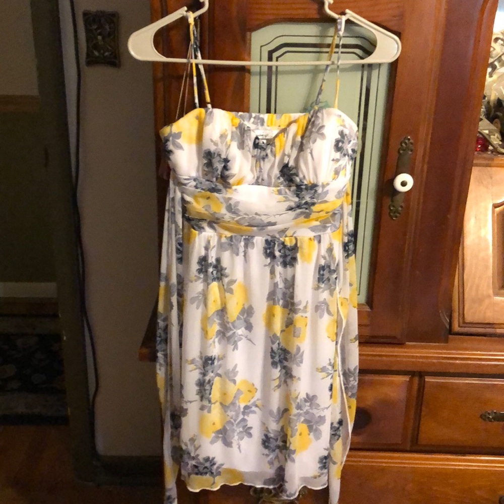 White/yellow/gray summer formal dress